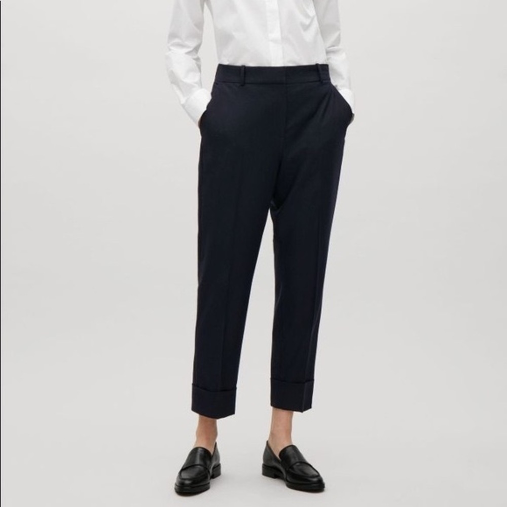 COS Navy Straight-Leg Wool Pants